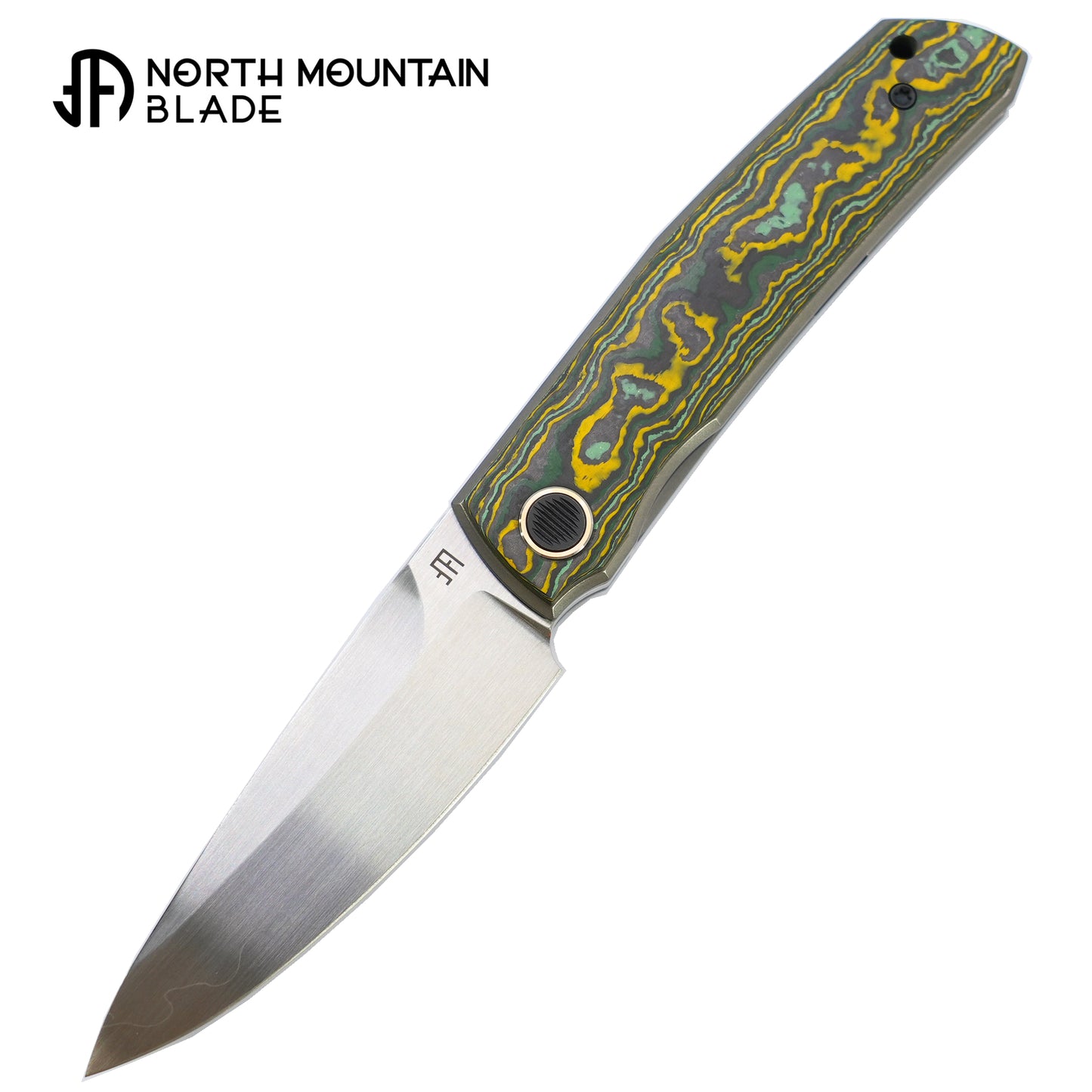 North Mountain Blade 【Guardian】Front Opening Tactical Folding Knife Handcrafted Satin Finish Ceramic Carbon Fiber