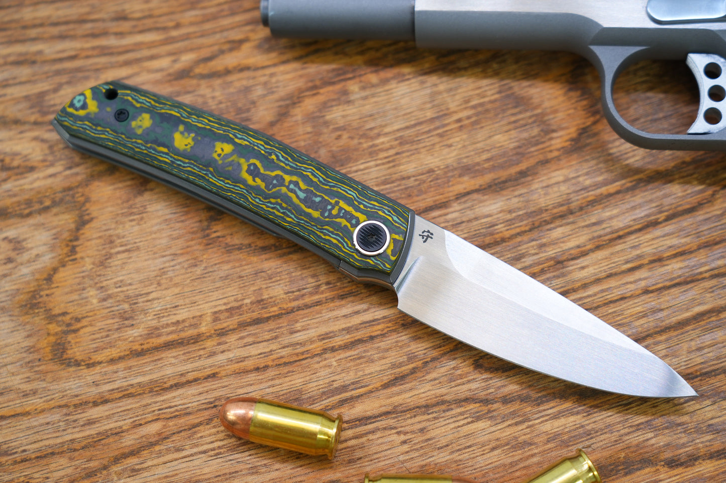 North Mountain Blade 【Guardian】Front Opening Tactical Folding Knife Handcrafted Satin Finish Ceramic Carbon Fiber