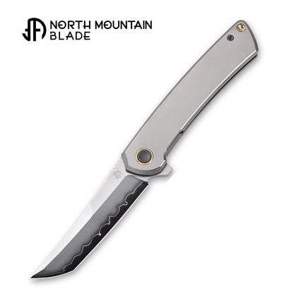 【Zero】2507-Flat Tanto Blade Ti Flat Handle&Clip Smooth Flippers