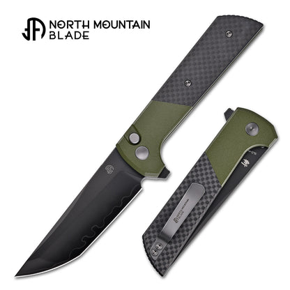 2407-SPGRCF-DLC Matte painted green aluminum alloy handle  Carbon Fiber
