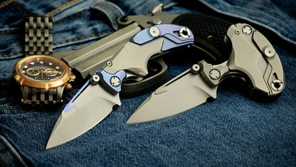 Multifunctional transforming folding knife, titanium , M390 steel.