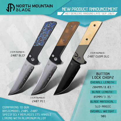 Chop2 2407-PEI Scale Aluminium CNC Handle Classic Forge Wave three-layer steel Blade
