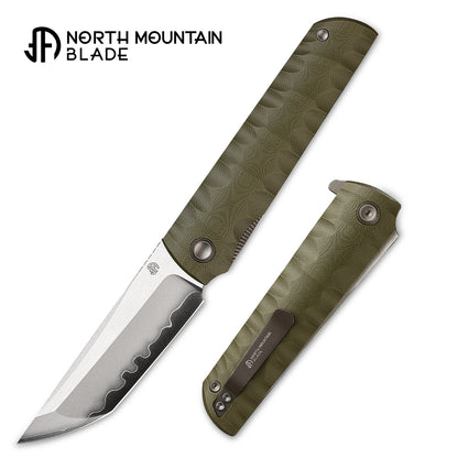2411-GR Kick Stop Chop Plus green Hidden flipper Japanese style tactical tanto folding knife