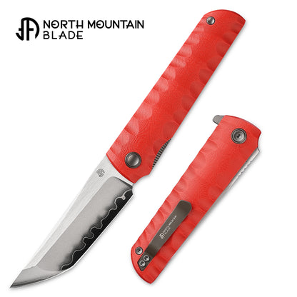 2411-RED Kick Stop Chop Plus Hidden flipper Japanese style tactical tanto folding knife