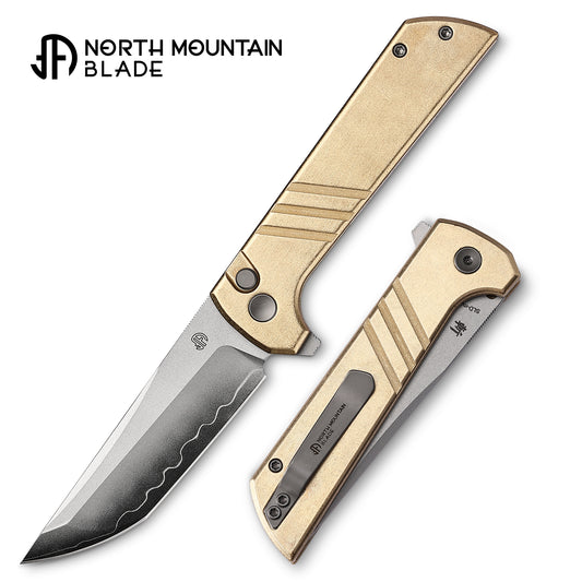Aluminum Bronze handle chop2 Stripe SLD-Magic Traditional Japanese tactical folding knife 2410E