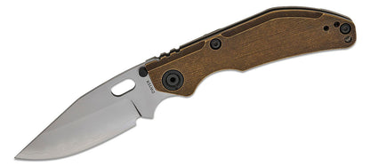 BBNM 2521-CU Bronze Bowie Duane Dwyer Frame Lock Folding Knife 3.62" SLD Satin/Hamon Bowie Blade, Bronze Handle with Titanium Lock - BBNM BRONZE BOWIE