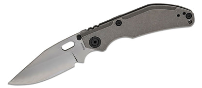 BBNM 2521-Ti Bowie Duane Dwyer BBNM Frame Lock Folding Knife 3.62" SLD Satin/Hamon Bowie Blade, Gray Titanium Handles - BBNM TI BOWIE
