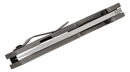 BBNM 2521-Ti Bowie Duane Dwyer BBNM Frame Lock Folding Knife 3.62" SLD Satin/Hamon Bowie Blade, Gray Titanium Handles - BBNM TI BOWIE