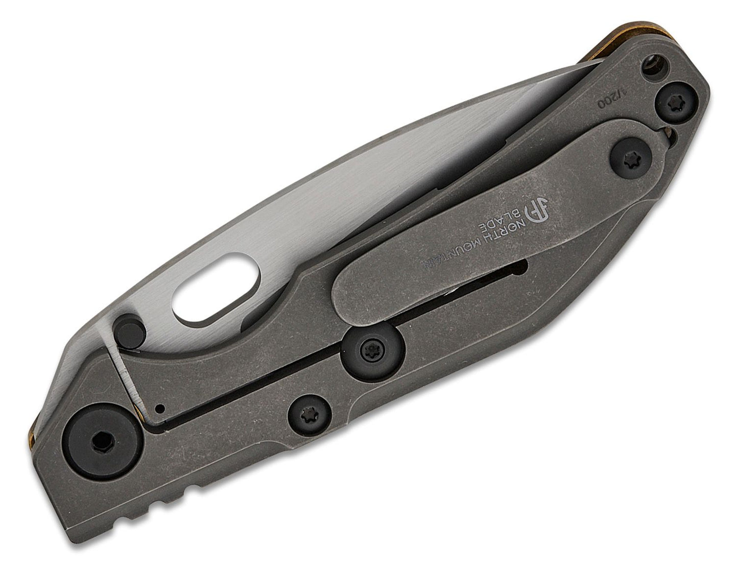 BBNM 2522-CU Bronze Tanto Duane Dwyer Frame Lock Folding Knife 3.62" SLD Satin/Hamon Tanto Blade, Bronze Handle with Titanium Lock - BBNM BRONZE TANTO