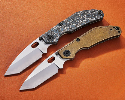BBNM 2522-CU Bronze Tanto Duane Dwyer Frame Lock Folding Knife 3.62" SLD Satin/Hamon Tanto Blade, Bronze Handle with Titanium Lock - BBNM BRONZE TANTO