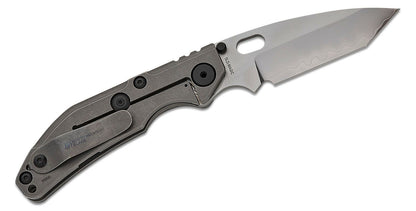 BBNM 2522-Ti Tanto Duane Dwyer Frame Lock Folding Knife 3.62" SLD Satin/Hamon Tanto Blade, Gray Titanium Handles - BBNM TI TANTO