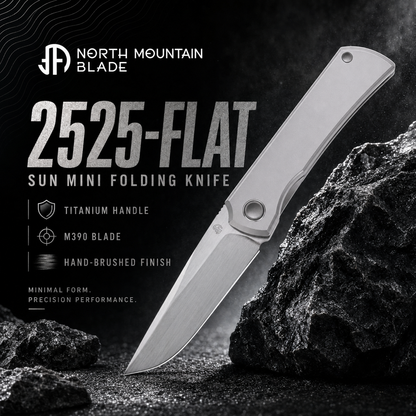 Sun 2525-Flat MINI Folding Knife Ti Handle M390 Blade hand-brushed finish