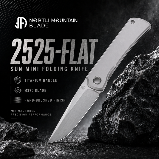 Sun 2525-Flat MINI Folding Knife Ti Handle M390 Blade hand-brushed finish