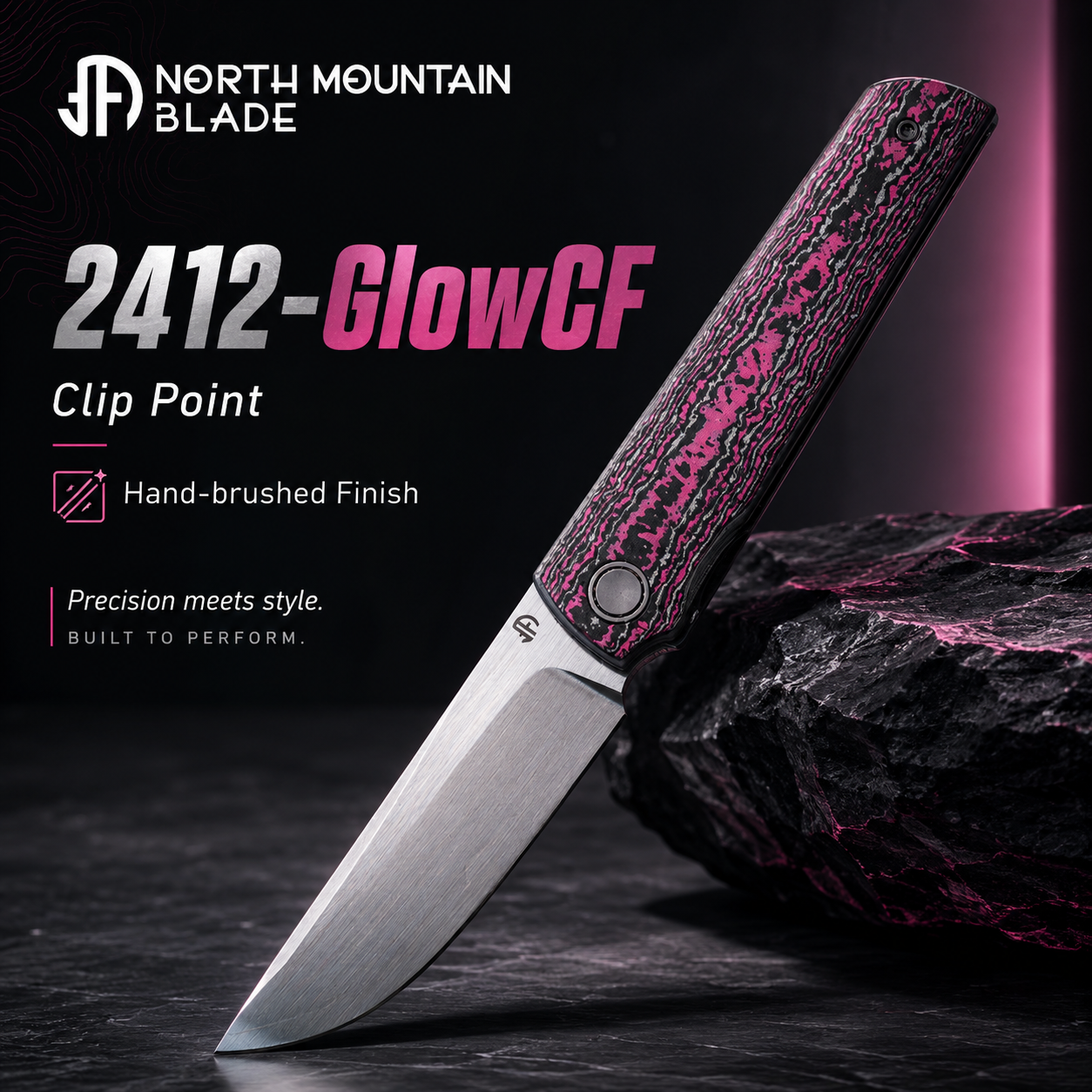 2412-GlowCF Clip Point Hand-brushed finish