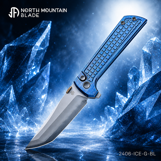 North Mountain Blade Chop 2 Ice Grid Blue Handle Tanto SLD-Magic Blade 2406-ICE-G-BL
