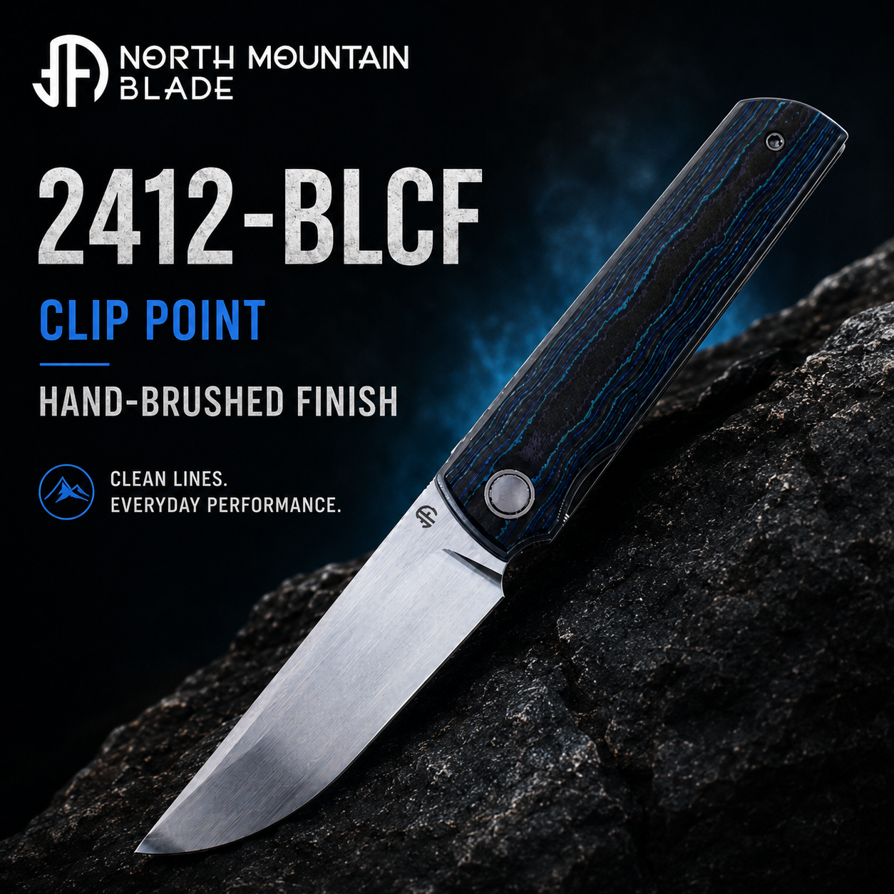 2412-BLCF Clip Point Hand-brushed finish