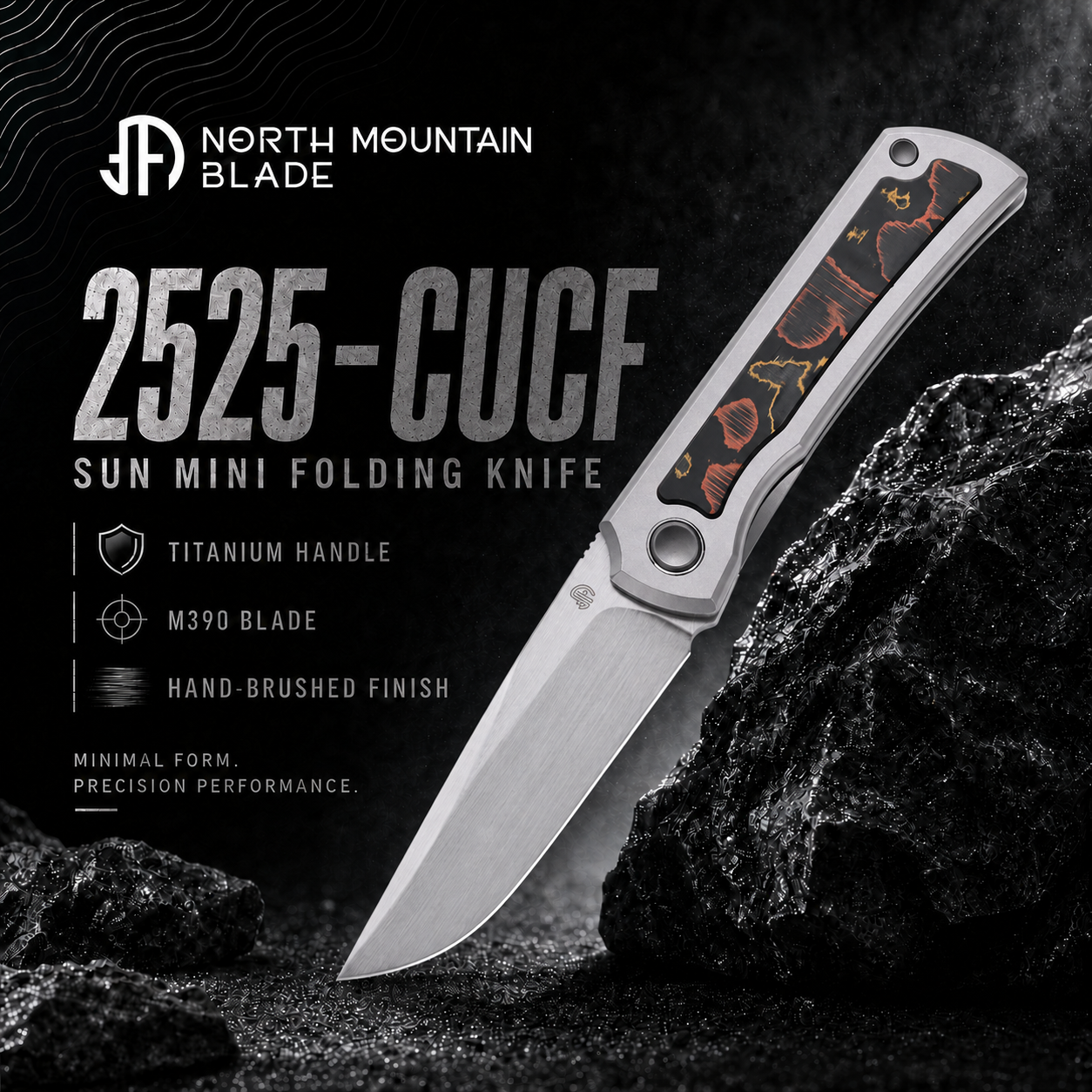 Sun 2525-CUCF MINI Folding Knife Ti Handle M390 Blade hand-brushed finish