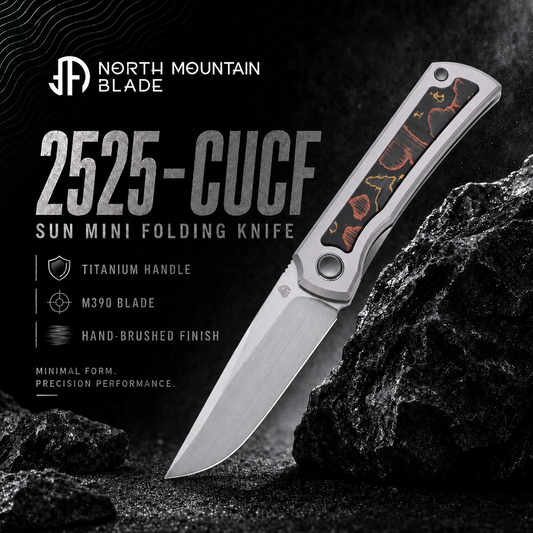 Sun 2525-CUCF MINI Folding Knife Ti Handle M390 Blade hand-brushed finish
