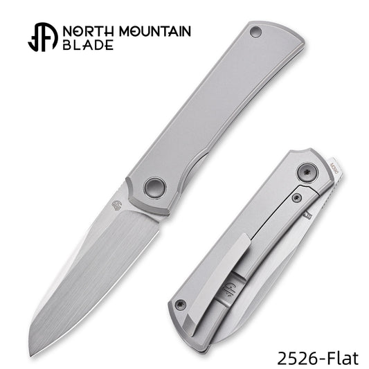 Moon 2526-Flat MINI Folding Knife Ti Handle M390 Blade hand-brushed finish