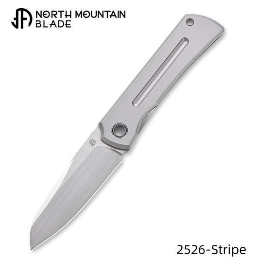 Moon 2526-Stripe MINI Folding Knife Ti Handle M390 Blade hand-brushed finish