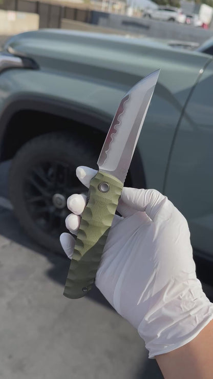 2411-GR Kick Stop Chop Plus green Hidden flipper Japanese style tactical tanto folding knife
