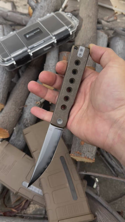 KAIKEN 2502-BR Aluminum Bronze Classic Japanese style tactical folding knife