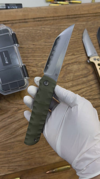 2411-GR Kick Stop Chop Plus green Hidden flipper Japanese style tactical tanto folding knife