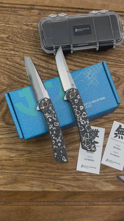 【Echo】2506-WHCF Sheepsfoot Blade White Ceramic Carbon Fiber Ti Handle&Clip Smooth Flippers