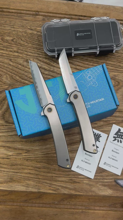 【Zero】2507-Flat Tanto Blade Ti Flat Handle&Clip Smooth Flippers